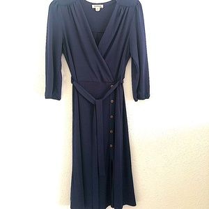 Three quarter sleeve navy blue dress